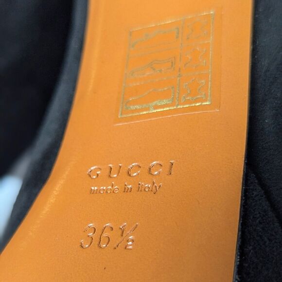 Gucci Betty High Heel Platform Bootie Size 36.5 | 6.5 Black Suede Bamboo Tassel - Picture 7 of 15